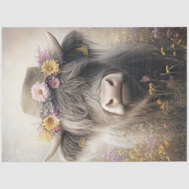 Papier Mousseline Découpage Vache Whimsical Highland portant un Casq (Recto)