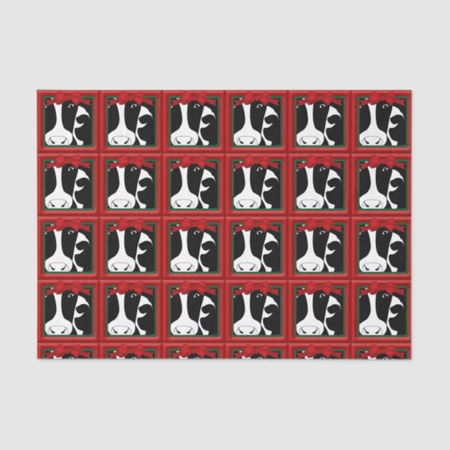 Papier Mousseline Découpage Vaches de Noël 10x15 (Recto)