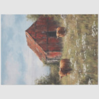 Découpage Vaches des Highlands dans une grange rus