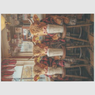 Papier Mousseline Découpage Vaches lunaires dans la barre laitière