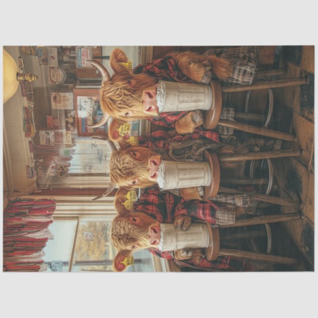 Papier Mousseline Découpage Vaches lunaires dans la barre laitière (Recto)