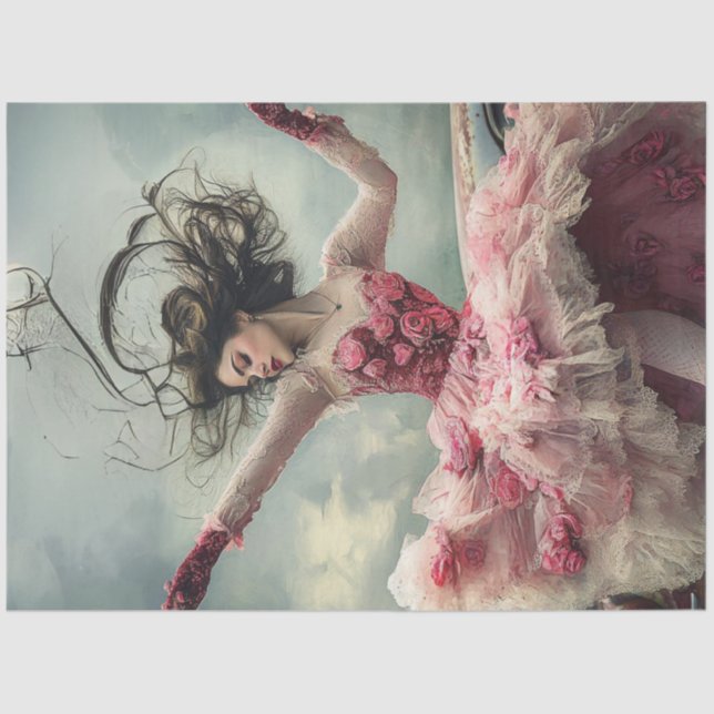 Papier Mousseline Découpage Valentine femme en amour Danser (Recto)