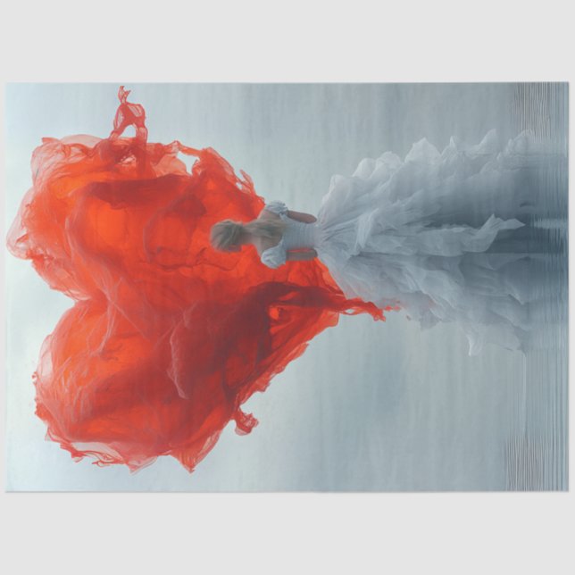 Papier Mousseline Découpage Valentine Red Heart Belle femme (Recto)