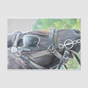 Papier Mousseline Découpage vert Brown de Horse Western Rustic