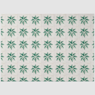 Papier Mousseline Découpage vert étoile Azulejos vintage