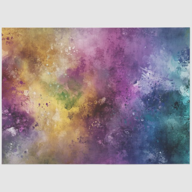 Papier Mousseline Découpage Vibrant couleur violet bleu jaune vert (Recto)