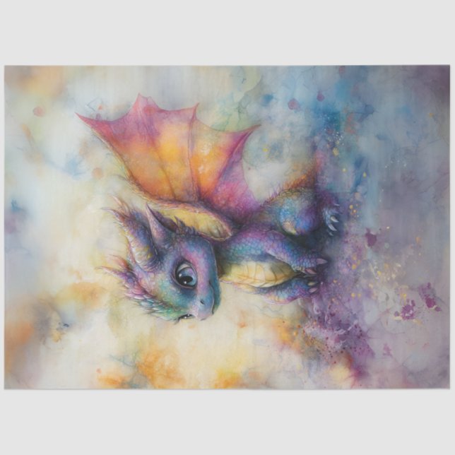 Papier Mousseline Découpage Vibrant Imaginaire bébé dragon (Recto)