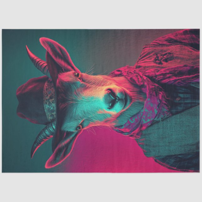 Papier Mousseline Découpage Vibrant Photo de la chèvre d'élevage (Recto)