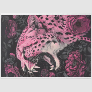 Papier Mousseline Découpage Vibrant rose noir de couleur Cheetah
