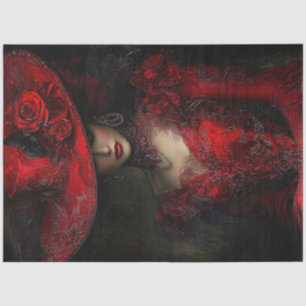 Papier Mousseline Découpage Victorian Elaborer Robe Rouge Casquette 