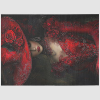 Papier Mousseline Découpage Victorian Elaborer Robe Rouge Casquette