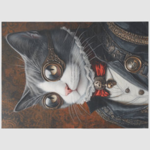 Papier Mousseline Découpage Victorien Valentine Dashing Chat
