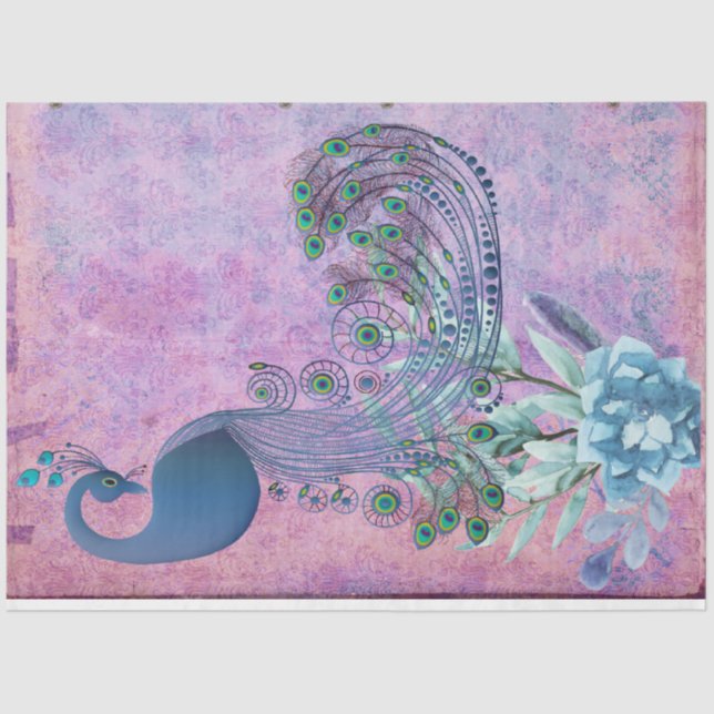 Papier Mousseline *~* Découpage Victorienne Vintage Peacock AR24 (Recto)