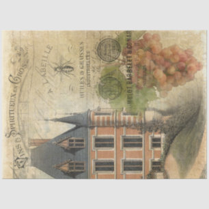 Papier Mousseline Découpage Vignoble du Château vintage