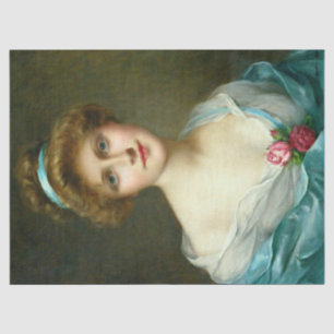 Papier Mousseline Découpage vintage belle dame verte robe