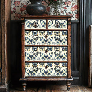 Papier Mousseline Découpage vintage bleu crème Shabby chic papillon