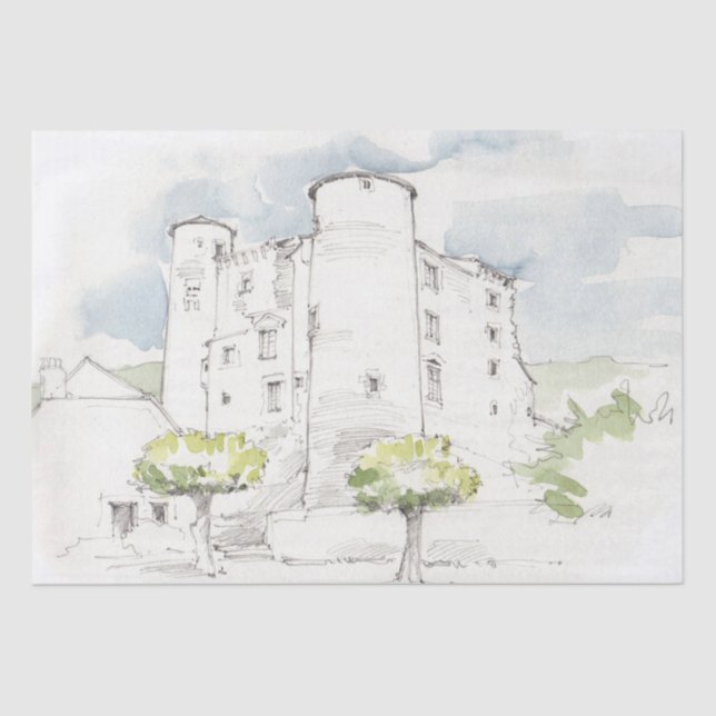 Papier Mousseline DÉCOUPAGE vintage CAMPAGNE DU CHÂTEAU FRANÇAIS (Recto)