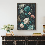 Papier Mousseline Découpage vintage de fleurs Turquoises foncées et<br><div class="desc">Magnifique design de fleurs turquoises et blanches sur un arrière - plan sombre.</div>