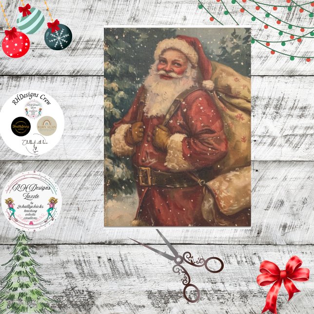Papier Mousseline Découpage Vintage de la clause Santa (Créateur téléchargé)