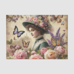 Papier Mousseline Découpage vintage de la dame victorienne