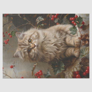 Papier Mousseline Découpage vintage de peinture de Kitten à long Hai