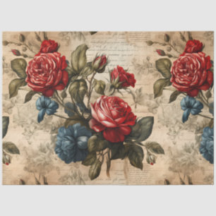 Papier Mousseline Découpage Vintage de Roses rouges