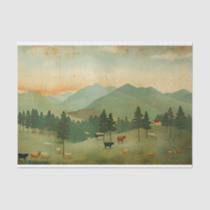 Papier Mousseline Découpage Vintage de vache agricole