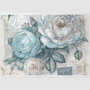 Papier Mousseline Découpage vintage d'inspiration bleu Chic Shabby F