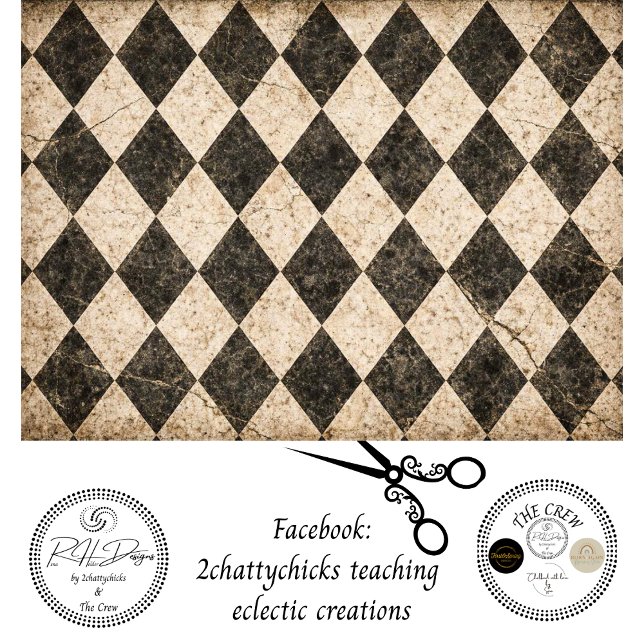 Papier Mousseline Decoupage Vintage Distressed Harlequin Wonderland  (Créateur téléchargé)