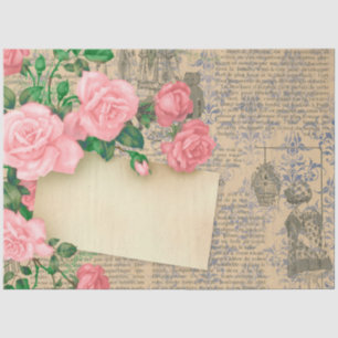Papier Mousseline Découpage vintage du Rose Floral