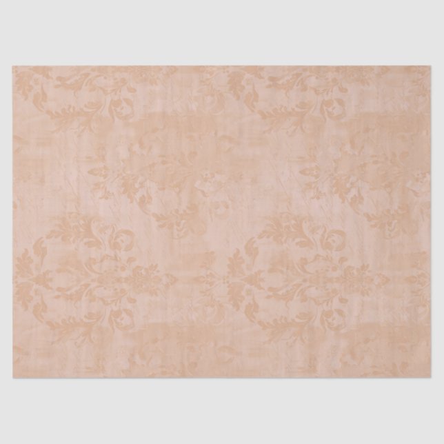 Papier Mousseline Découpage vintage Dusty Peach Antique Damask (Recto)