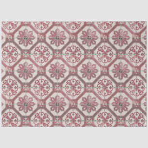 Papier Mousseline Découpage vintage en carreaux roses Delft Florft