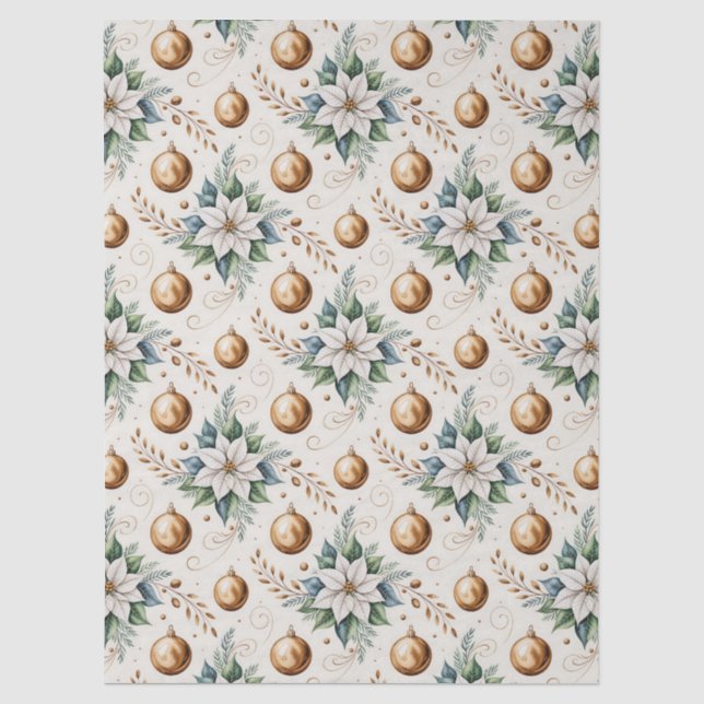 Papier Mousseline Découpage Vintage Fleurs de Noël (Recto)