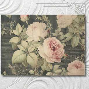 Papier Mousseline Découpage vintage Floral Rose