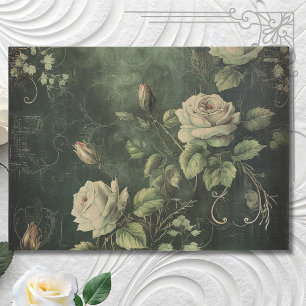 Papier Mousseline Découpage vintage Floral Rose
