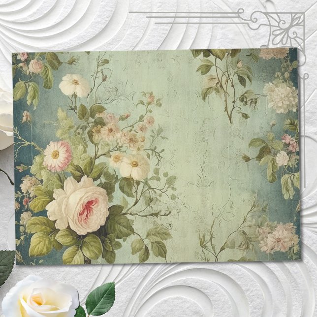 Papier Mousseline Découpage vintage Floral Rose (Créateur téléchargé)