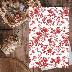 Papier Mousseline Découpage Vintage Floral Rouge