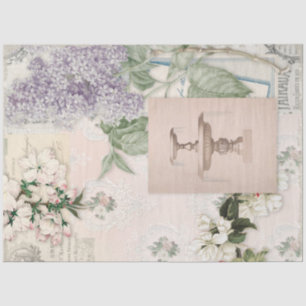 Papier Mousseline Découpage vintage Florale Ephémère française antiq