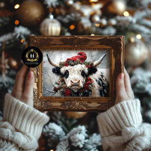 Papier Mousseline Découpage Vintage Noël Highland Cow