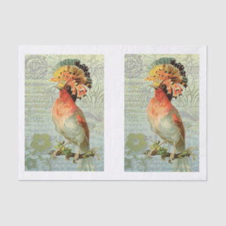 Papier Mousseline Découpage vintage Oiseau d'art coloré 