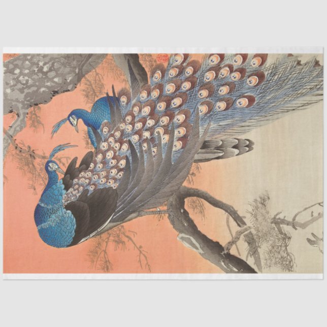 Papier Mousseline Découpage vintage Peacock Rose Peacock (Recto)