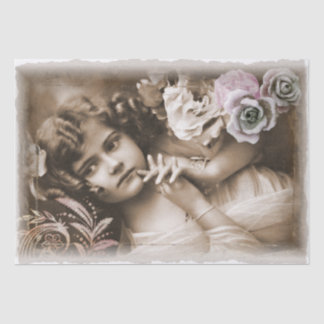 Papier Mousseline Découpage vintage Portrait enfant