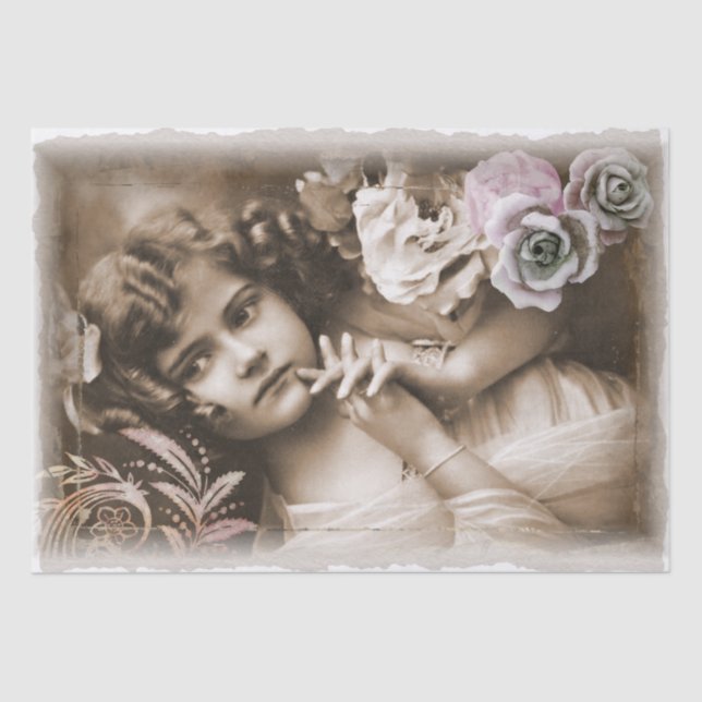 Papier Mousseline Découpage vintage Portrait enfant (Recto)