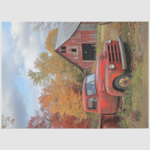 Papier Mousseline Découpage Vintage Rouille Camion rouge Scène d'aut
