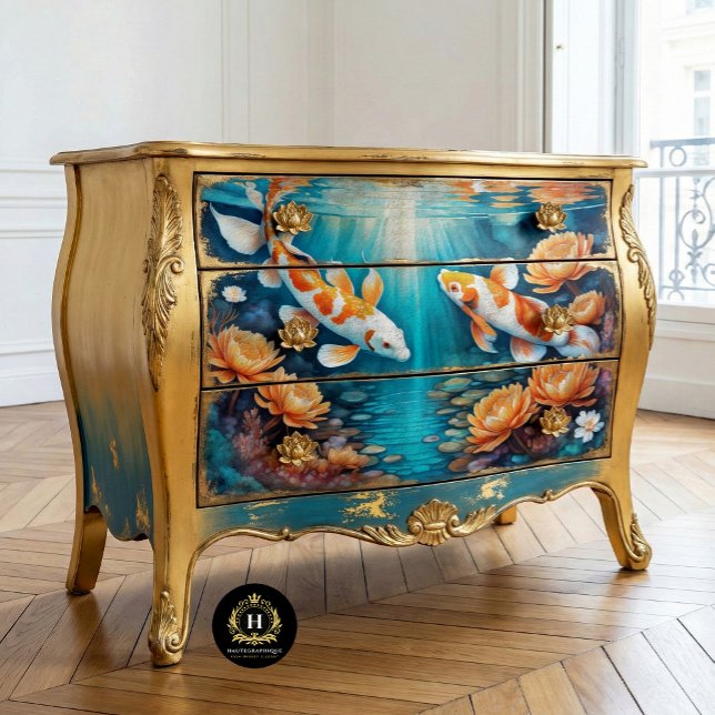 Papier Mousseline Découpage vintage Russe Koi Fish (Créateur téléchargé)