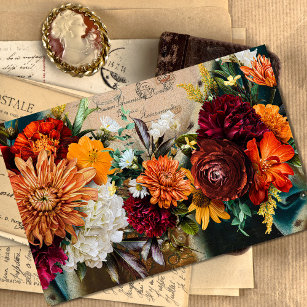 Papier Mousseline Découpage vintage Rustique Floral Texture