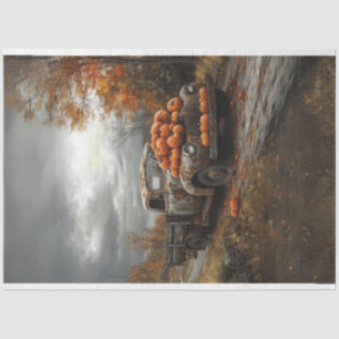 Papier Mousseline Découpage Vintage Rusty Truck Citrouilles Automne