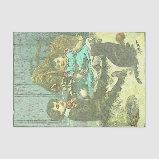 Papier Mousseline Decoupage vintage victorien mignon (Recto)