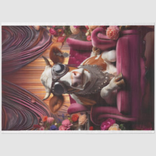 Papier Mousseline Découpage Vintage Wester habillé Vache Eliza