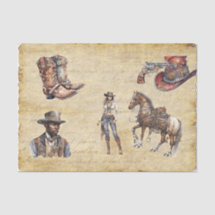 Papier Mousseline Découpage vintage Western Steampunk